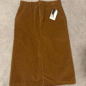 Brown Corduroy Knee High Midi Skirt